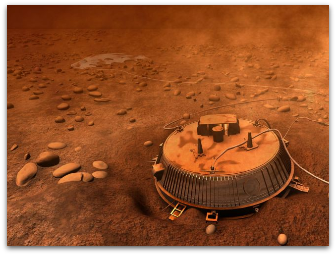 Sonda Huygens en la superficie de Titán